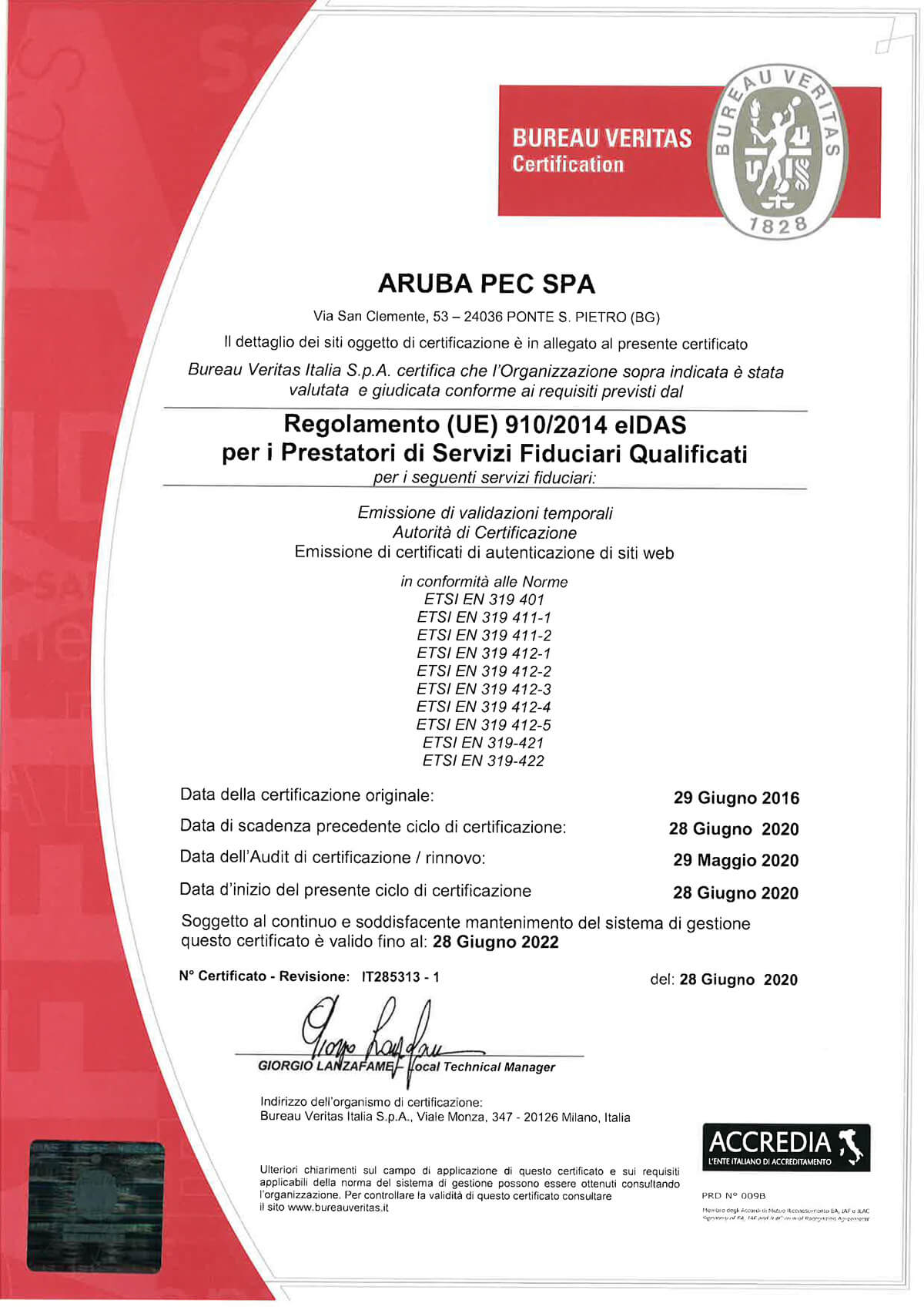 certificato pec aruba